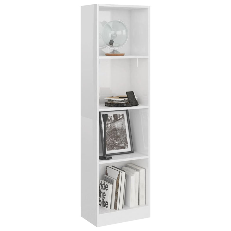 Bücherregal 4 Fächer Hochglanz-Weiß 40x24x142 cm Holzwerkstoff