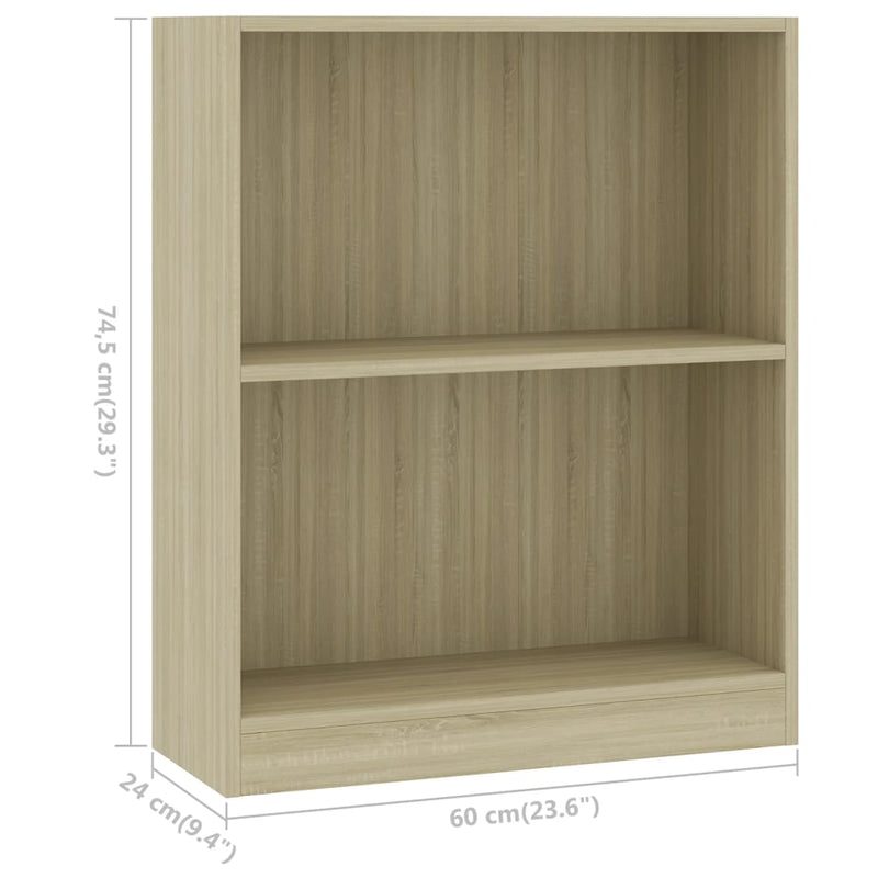Bücherregal Sonoma-Eiche 60x24x74,5 cm Holzwerkstoff