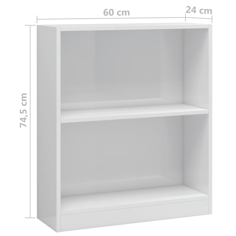 Bücherregal Hochglanz-Weiß 60x24x74,5 cm Holzwerkstoff