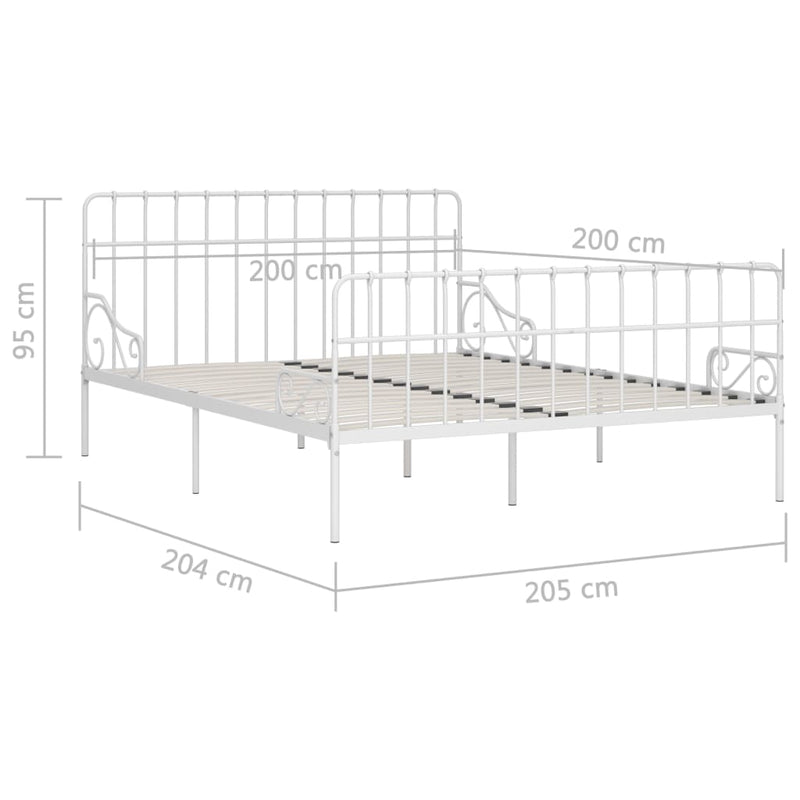 Bettgestell mit Lattenrost Weiß Metall 200 × 200 cm