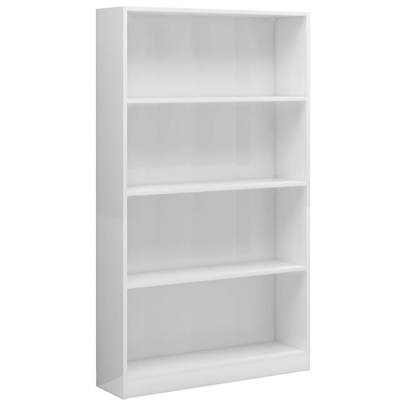 Bücherregal 4 Fächer Hochglanz-Weiß 80 x 24 x 142 cm Spanplatte