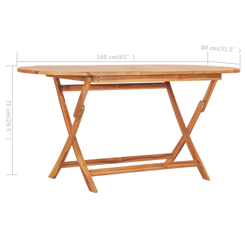 Klappbarer Gartentisch 160×80×75 cm Teak Massivholz