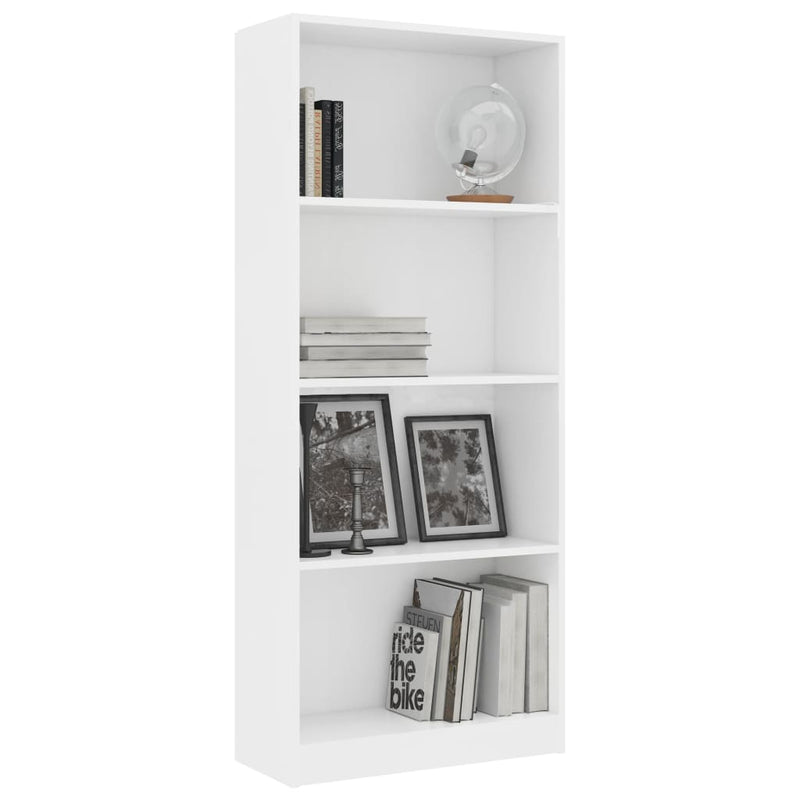 Bücherregal 4 Fächer Weiß 60 x 24 x 142 cm Spanplatte