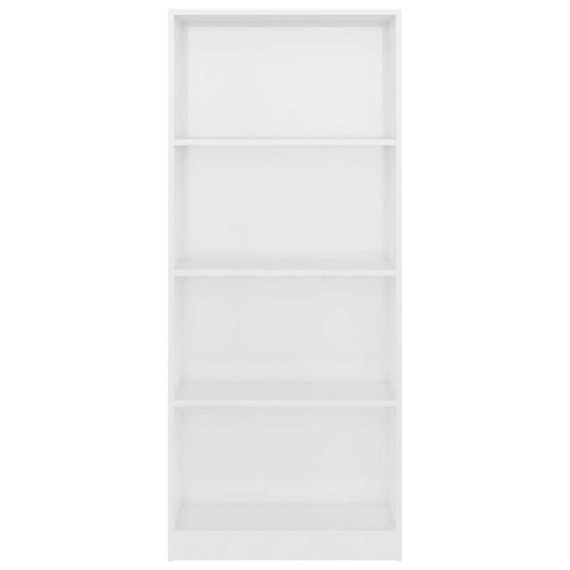 Bücherregal 4 Fächer Hochglanz-Weiß 60x24x142 cm Holzwerkstoff