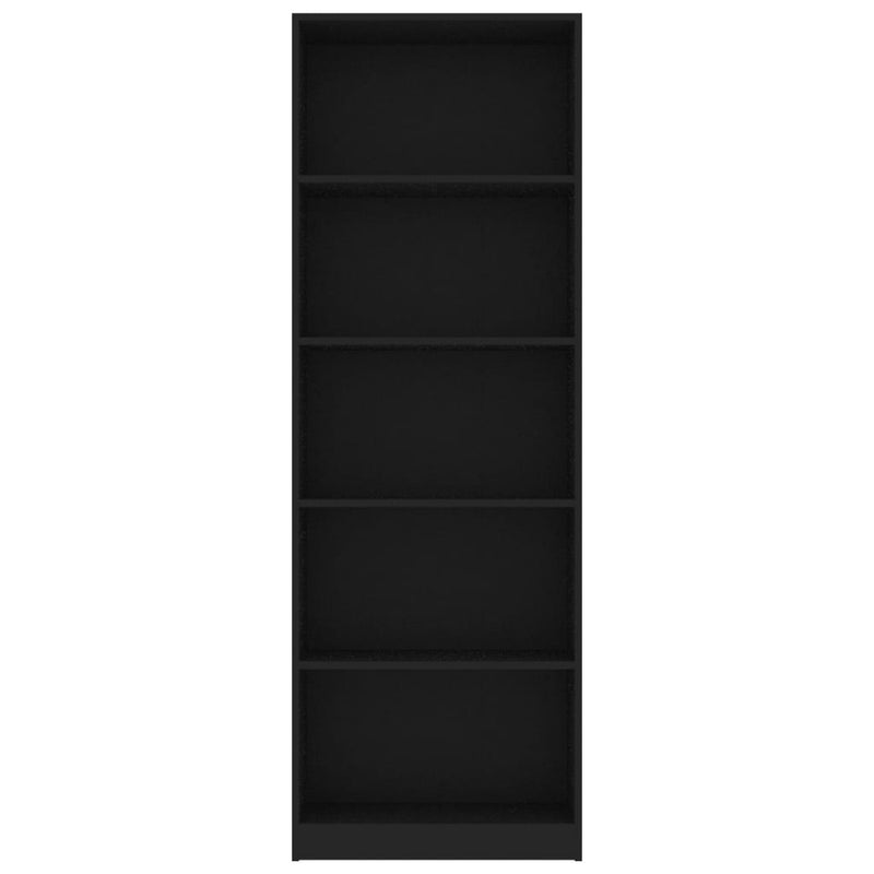 Bücherregal 5 Fächer Schwarz 60x24x175 cm Holzwerkstoff