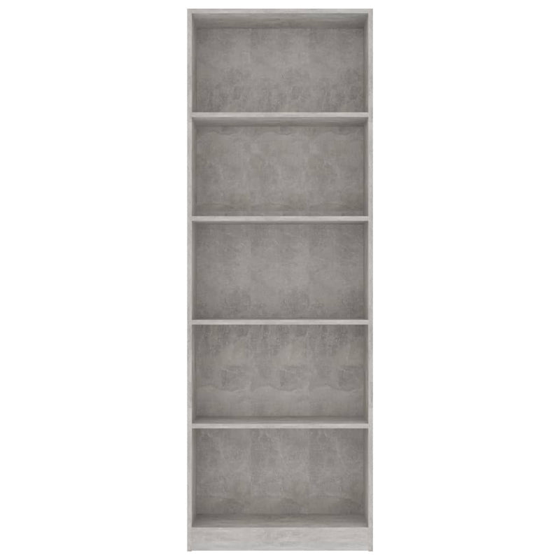 Bücherregal 5 Fächer Betongrau 60x24x175 cm Holzwerkstoff