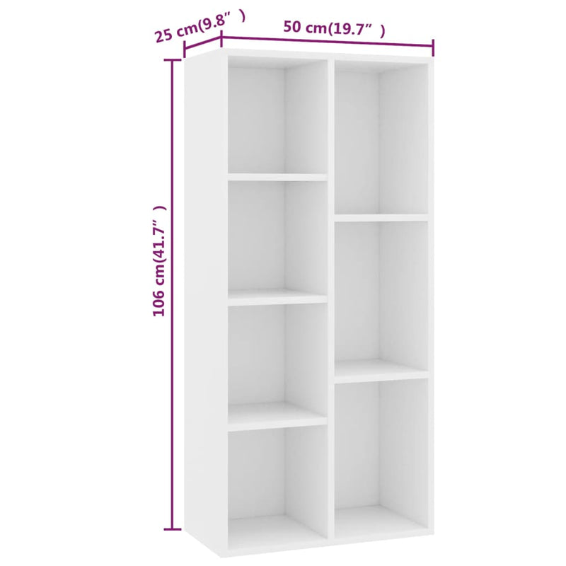 Bücherregal Weiß 50×25×106 cm Spanplatte