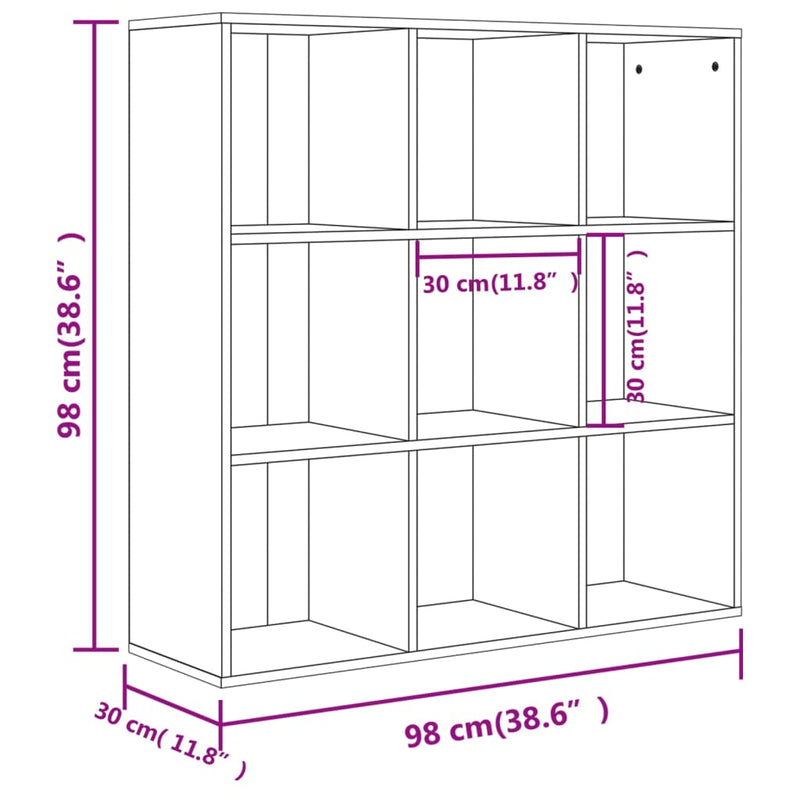 Bücherregal Betongrau 98x30x98 cm Holzwerkstoff