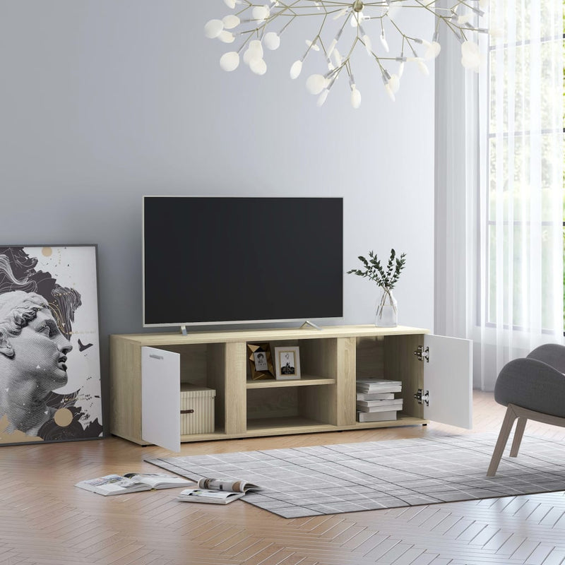TV-Schrank Weiß Sonoma-Eiche 120x34x37 cm Holzwerkstoff