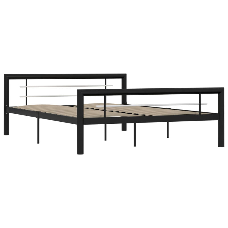Bettgestell Schwarz und Weiß Metall 140×200 cm