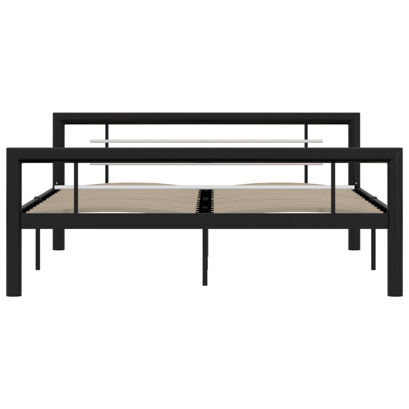 Bettgestell Schwarz und Weiß Metall 140×200 cm