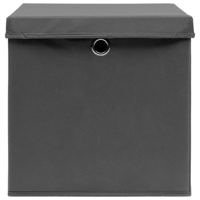 Aufbewahrungsboxen mit Deckel 10 Stk. Grau 32×32×32 cm Stoff