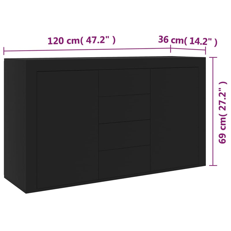 Sideboard Schwarz 120x36x69 cm Holzwerkstoff