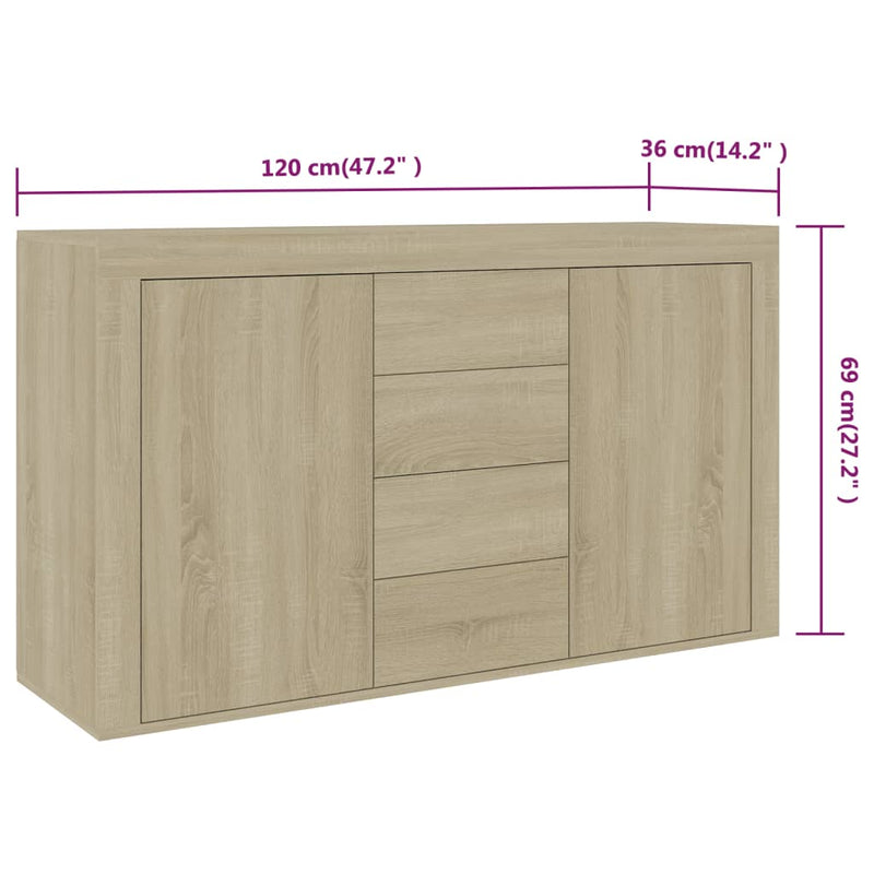 Sideboard Sonoma-Eiche 120x36x69 cm Holzwerkstoff