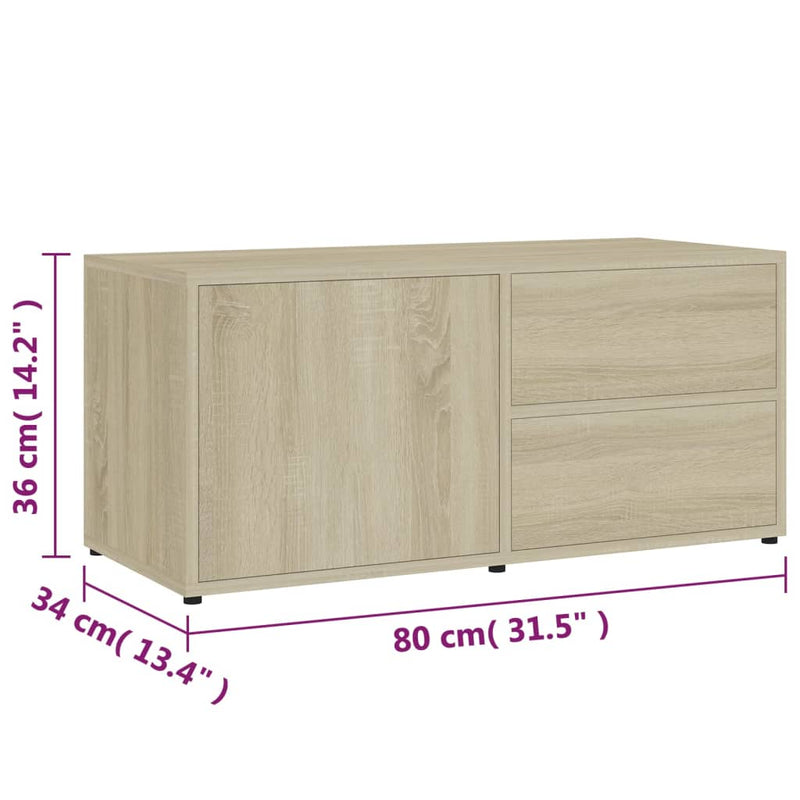 TV-Schrank Sonoma-Eiche 80x34x36 cm Holzwerkstoff