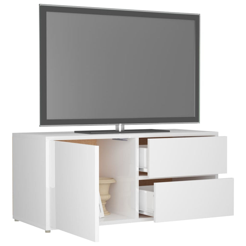 TV-Schrank Hochglanz-Weiß 80x34x36 cm Holzwerkstoff