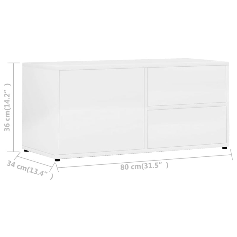 TV-Schrank Hochglanz-Weiß 80x34x36 cm Holzwerkstoff