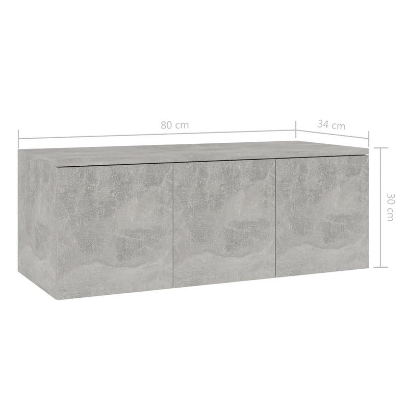 TV-Schrank Betongrau 80x34x30 cm Holzwerkstoff