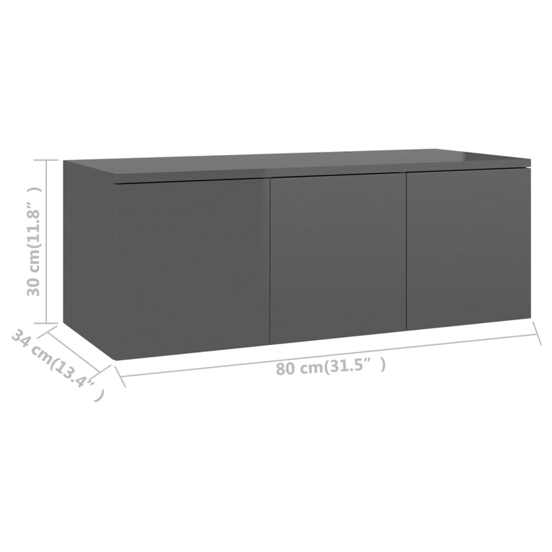 TV-Schrank Hochglanz-Grau 80x34x30 cm Holzwerkstoff