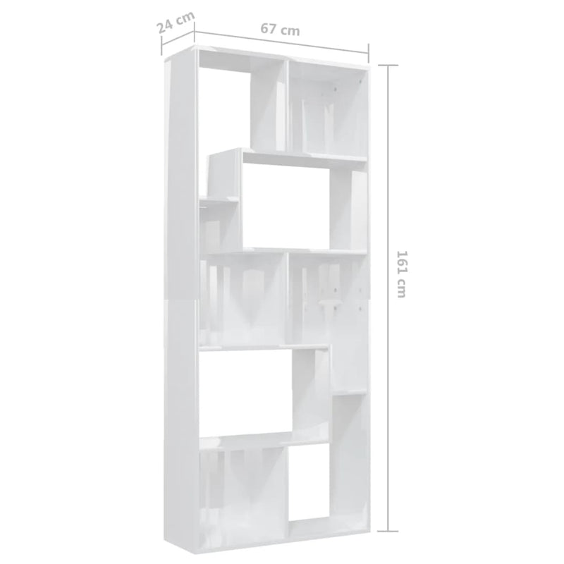 Bücherregal Hochglanz-Weiß 67x24x161 cm Holzwerkstoff