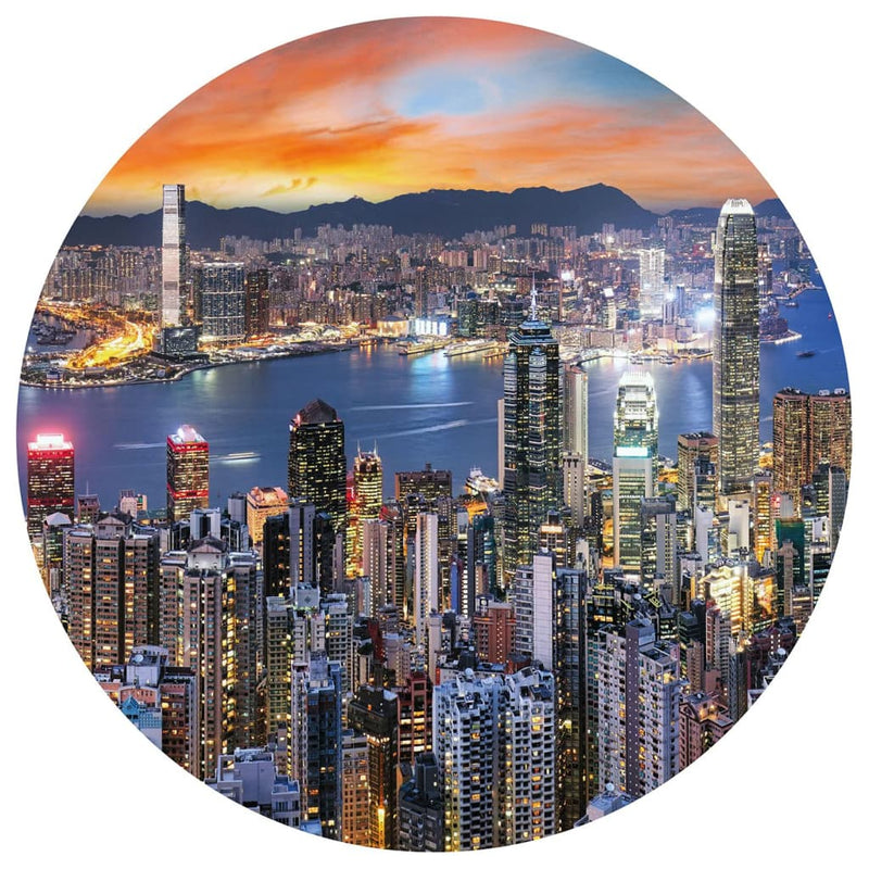 WallArt Fototapete Skyline by Night Rund 190 cm