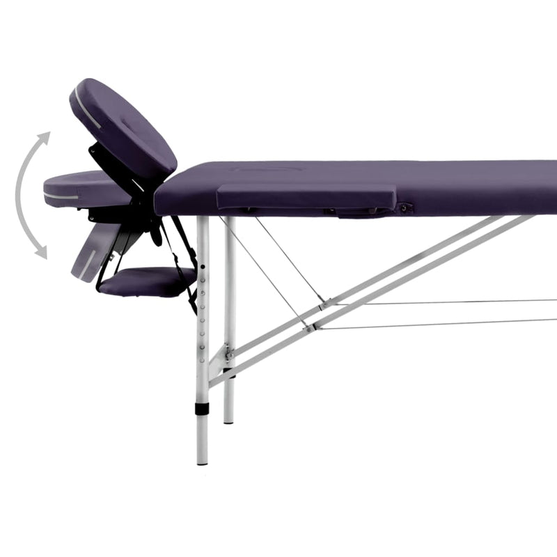 Massagetisch Klappbar 2 Zonen Aluminium Lila