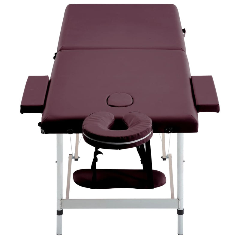 Massagetisch Klappbar 2 Zonen Aluminium Dunkellila