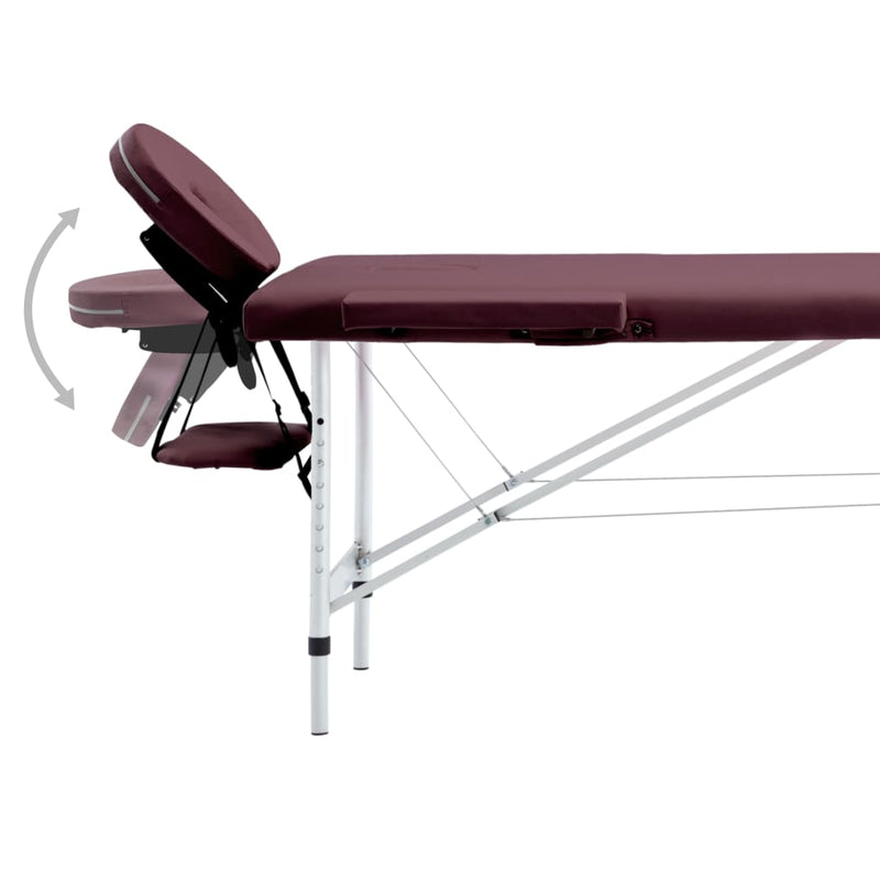Massagetisch Klappbar 2 Zonen Aluminium Dunkellila