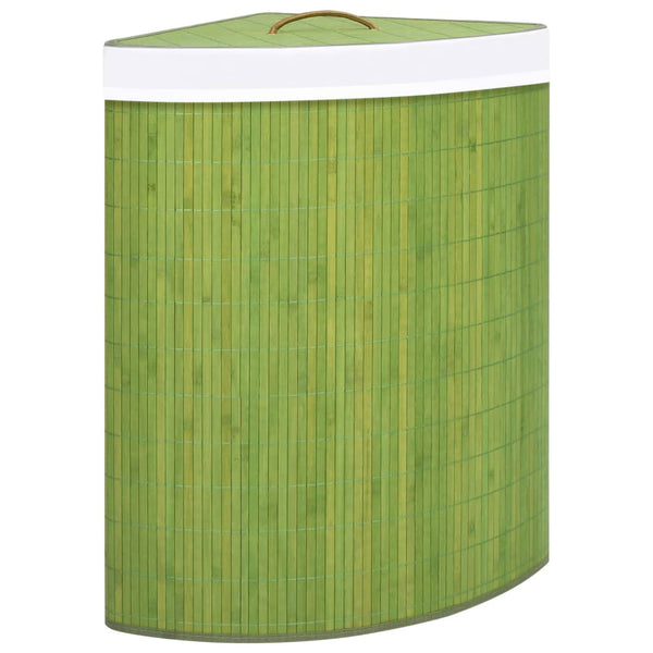 Eck-Wäschekorb Bambus Grün 60 L