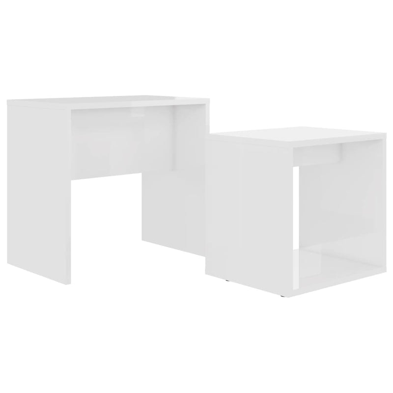 Couchtisch-Set Hochglanz-Weiß 48x30x45 cm Holzwerkstoff