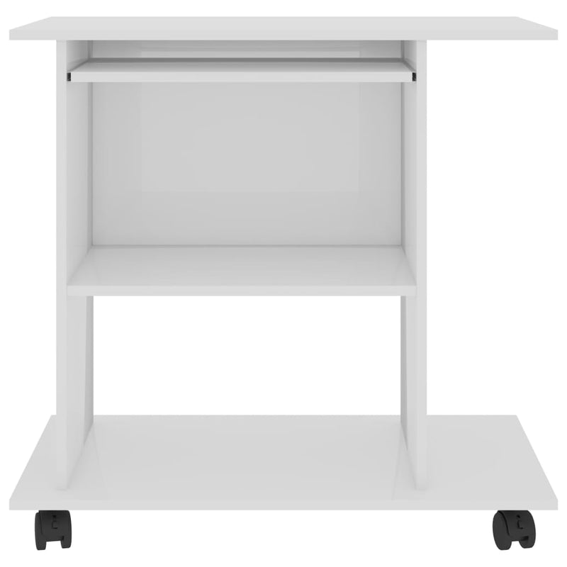 PC-Tisch Hochglanz-Weiß 80×50×75 cm Spanplatte