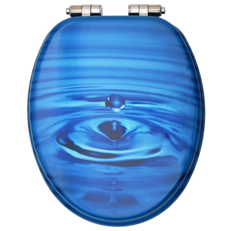 Toilettensitz Soft-Close-Deckel MDF Blau Wassertropfen-Design