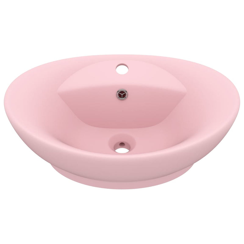 Luxus-Waschbecken Überlauf Oval Matt-Rosa 58,5x39 cm Keramik