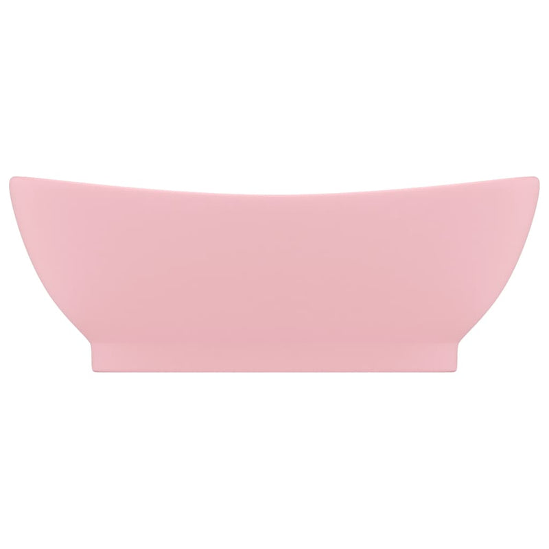 Luxus-Waschbecken Überlauf Oval Matt-Rosa 58,5x39 cm Keramik