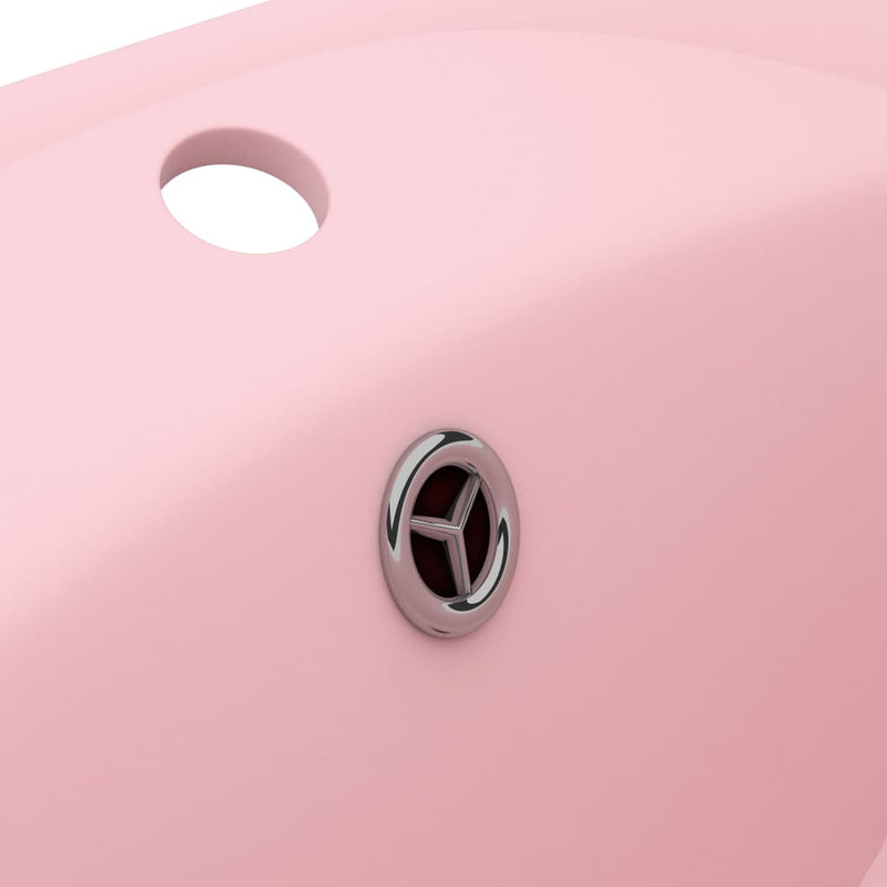 Luxus-Waschbecken Überlauf Oval Matt-Rosa 58,5x39 cm Keramik