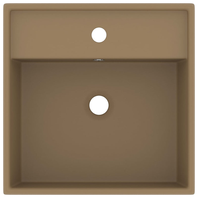 Luxus-Waschbecken Überlauf Quadratisch Matt Creme 41x41 cm