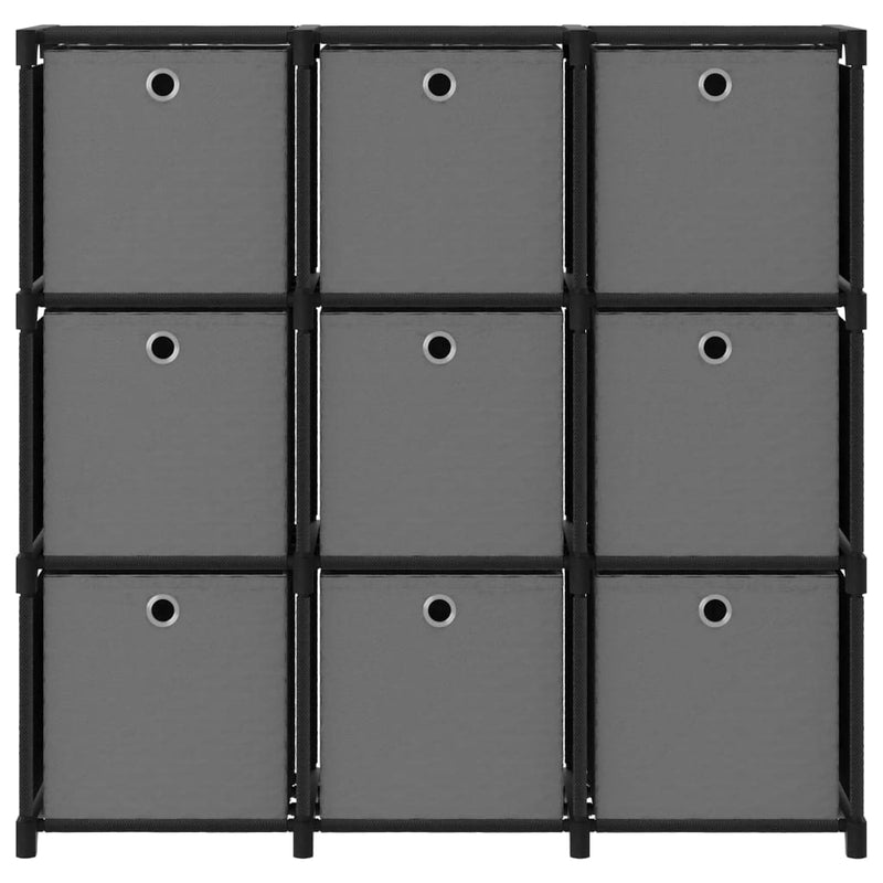 Würfel-Regal mit Boxen 9 Fächer Schwarz 103x30x107,5 cm Stoff