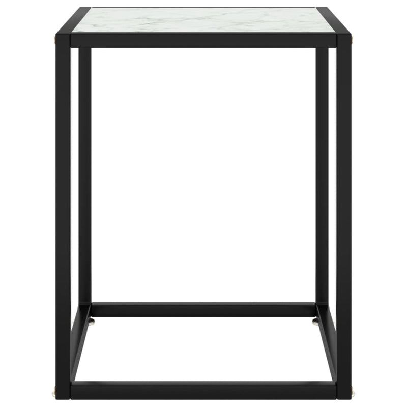 Couchtisch Schwarz mit Weißem Glas Marmor-Optik 40x40x50 cm