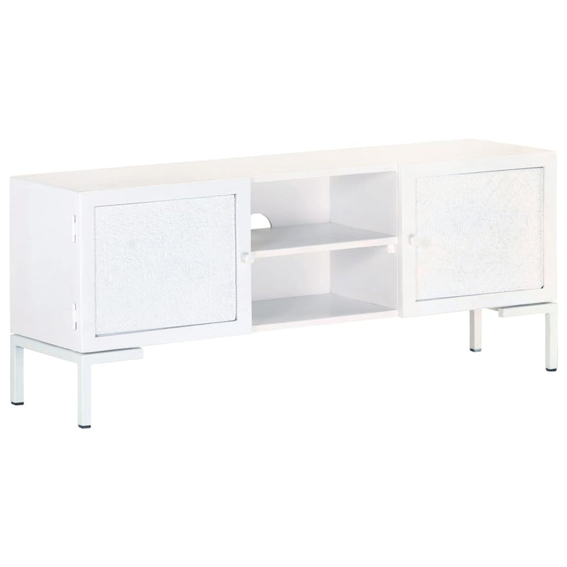 TV-Schrank Weiß 115x30x46 cm Massivholz Mango