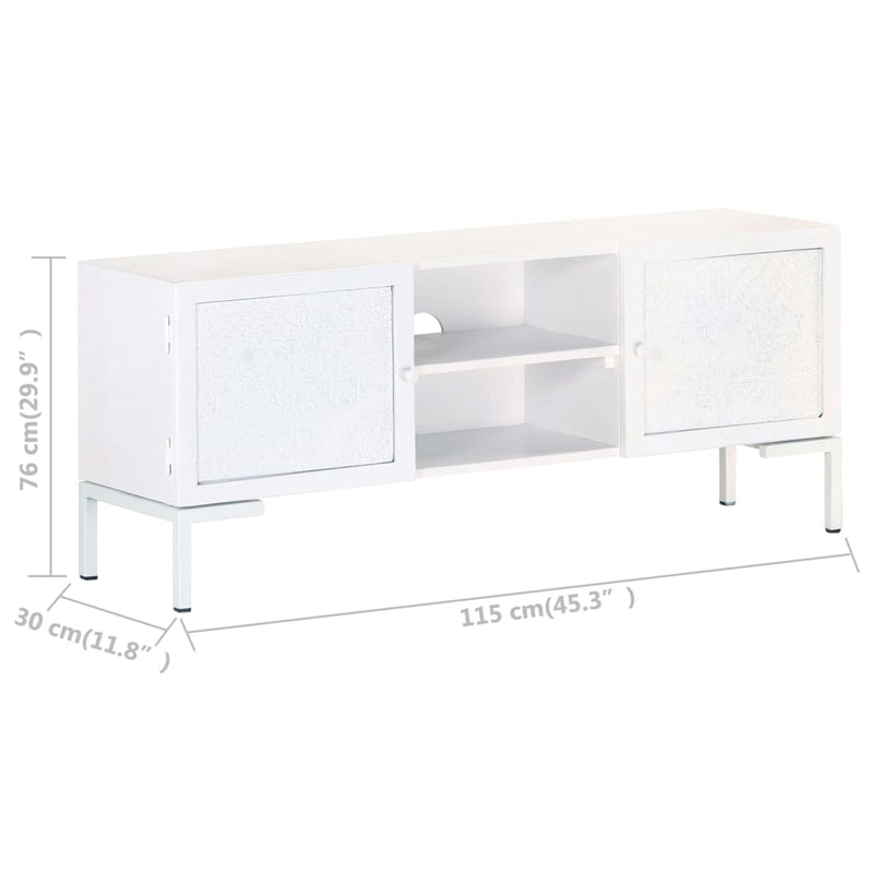 TV-Schrank Weiß 115x30x46 cm Massivholz Mango