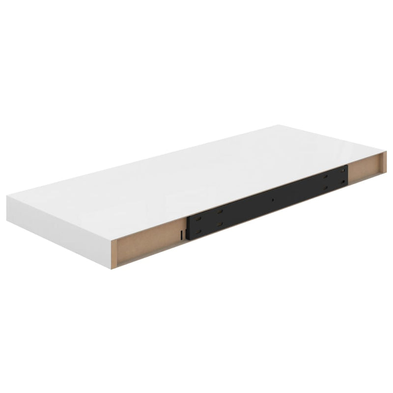 Schwebende Wandregale 4 Stk. Hochglanz-Weiß 60x23,5x3,8cm MDF