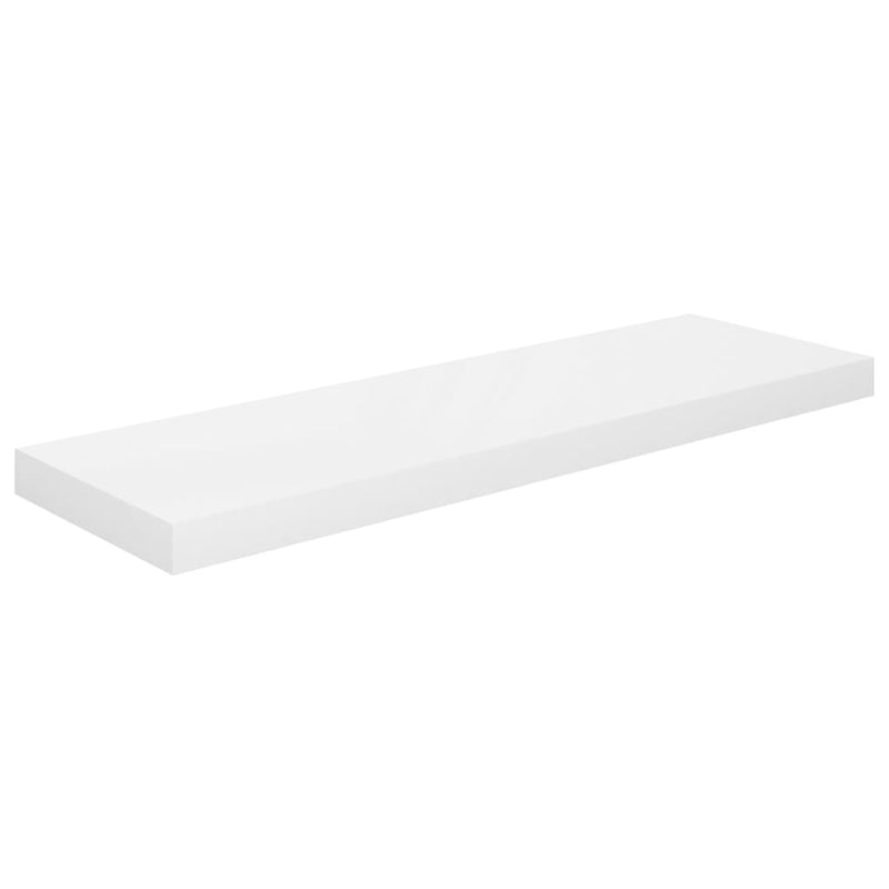 Schwebende Wandregale 2 Stk. Hochglanz-Weiß 80x23,5x3,8cm MDF