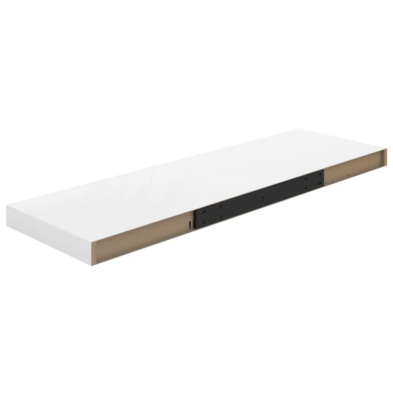 Schwebende Wandregale 2 Stk. Hochglanz-Weiß 80x23,5x3,8cm MDF