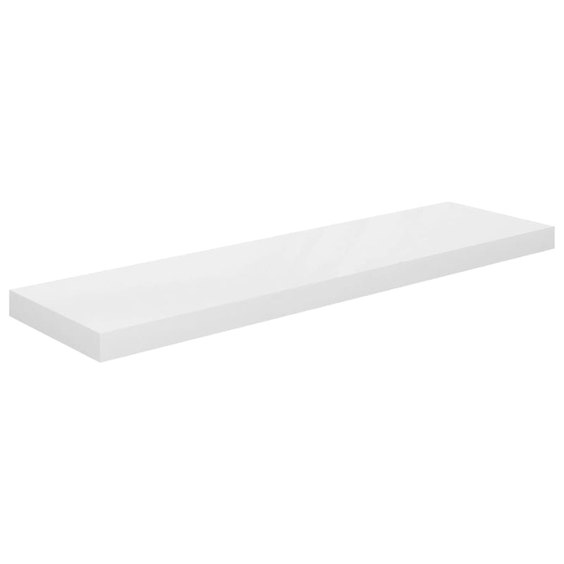 Schwebende Wandregale 2 Stk. Hochglanz-Weiß 90x23,5x3,8cm MDF