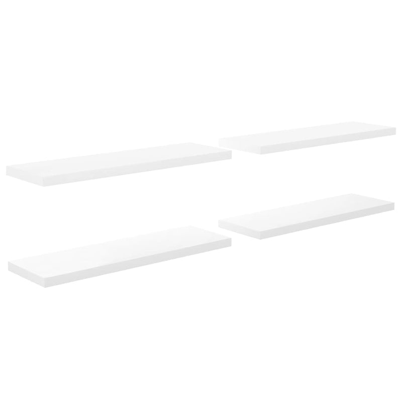 Schwebende Wandregale 4 Stk. Hochglanz-Weiß 120x23,5x3,8cm MDF