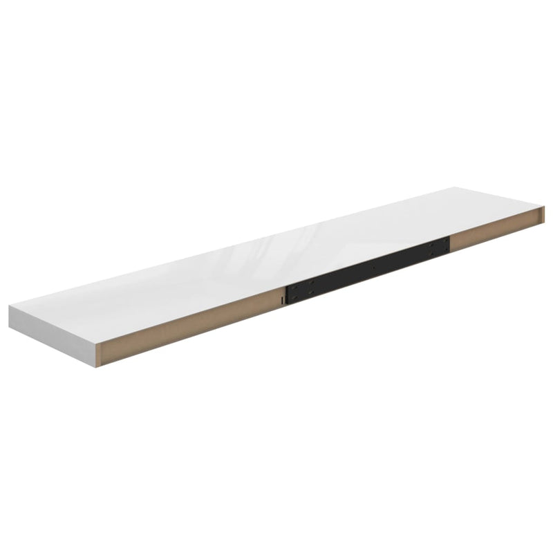 Schwebende Wandregale 4 Stk. Hochglanz-Weiß 120x23,5x3,8cm MDF