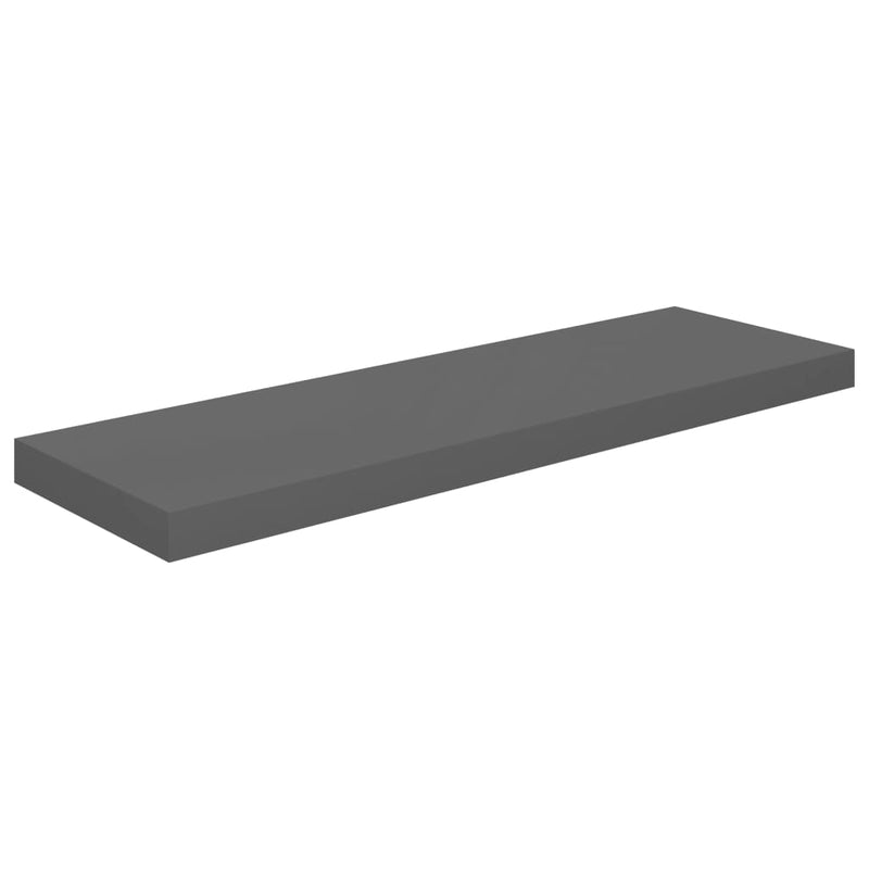 Schwebende Wandregale 2 Stk. Hochglanz-Grau 80x23,5x3,8cm MDF