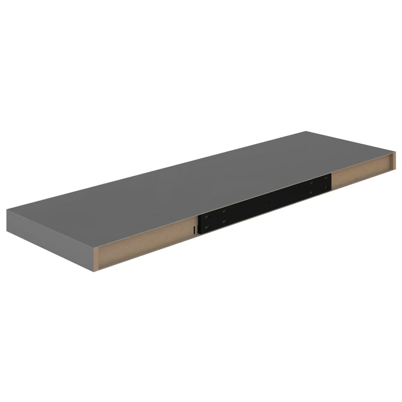 Schwebende Wandregale 2 Stk. Hochglanz-Grau 80x23,5x3,8cm MDF