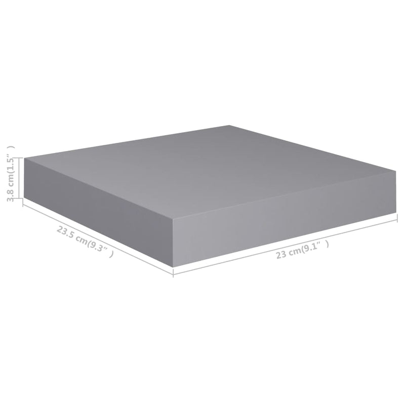 Schwebende Wandregale 2 Stk. Grau 23x23,5x3,8cm MDF