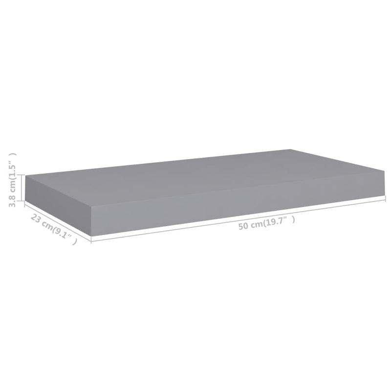 Schwebende Wandregale 2 Stk. Grau 50x23x3,8cm MDF